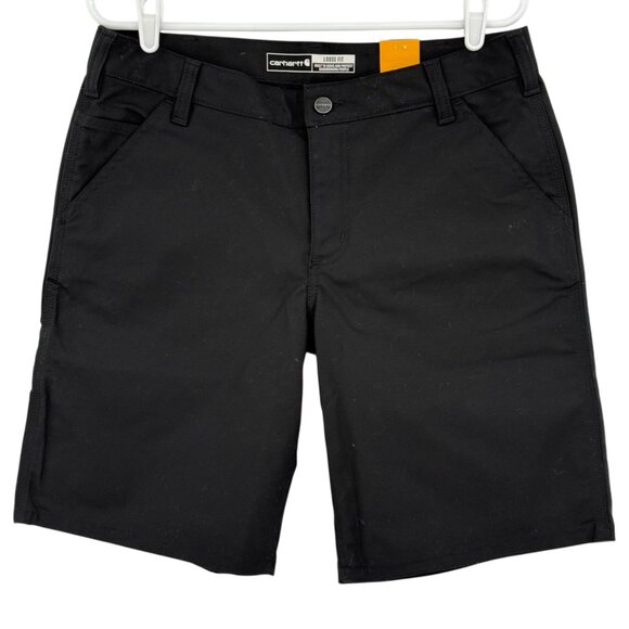 Carhartt Women's Rugged Flex Black Canvas Work Shorts Size 12 NWT 10" Inseam - Picture 1 of 11